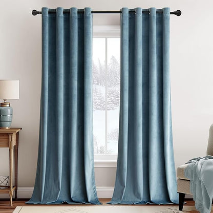 MIULEE Velvet Curtains Dark Slate Blue 52 x 108 Inch Length Set of 2 | Extra by MIULEE