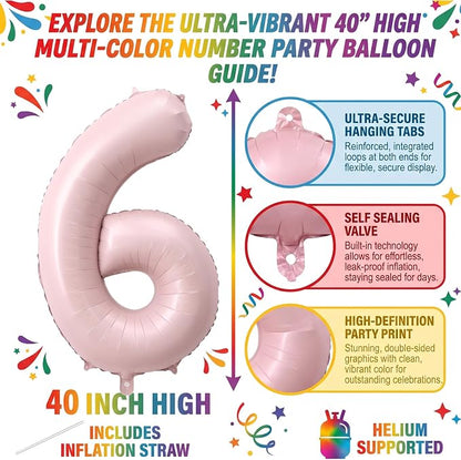 40 Inch Light Pink Foil Number 6 Balloon - Image 2