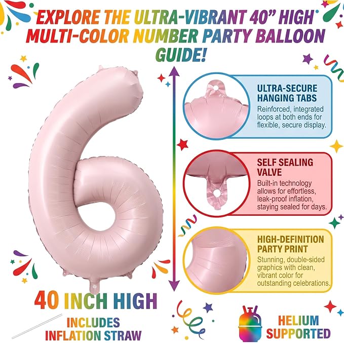 40" Light Pink Foil Number 16 Balloon - Image 2