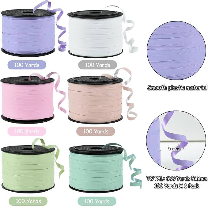 BEISHIDA 6 Assorted Colors Curling Ribbons Balloon String Ribbons - Image 2