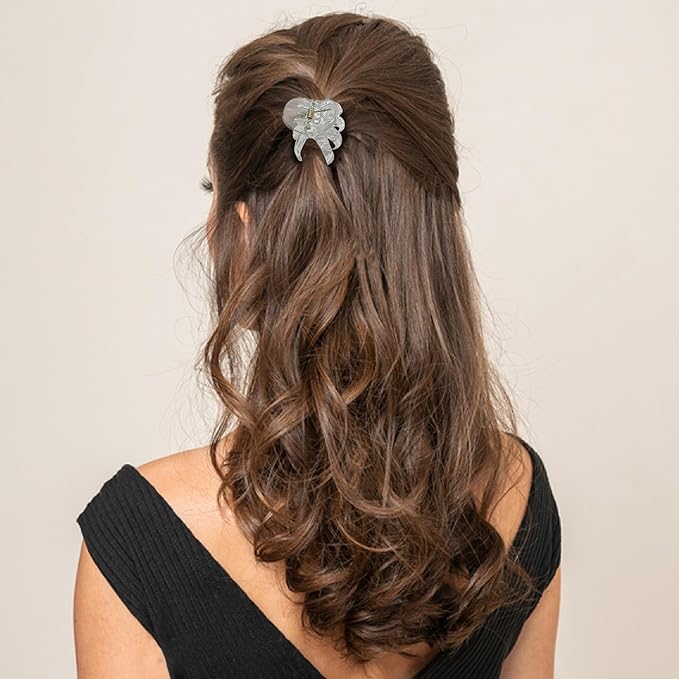 9 pcs 4cm Clear Octopus Claw Clips Medium Small Strong Grip Plastic Hair Clips for Women and Girls White Thin to Thick Hair, Holder Small Pony or Half Bun.