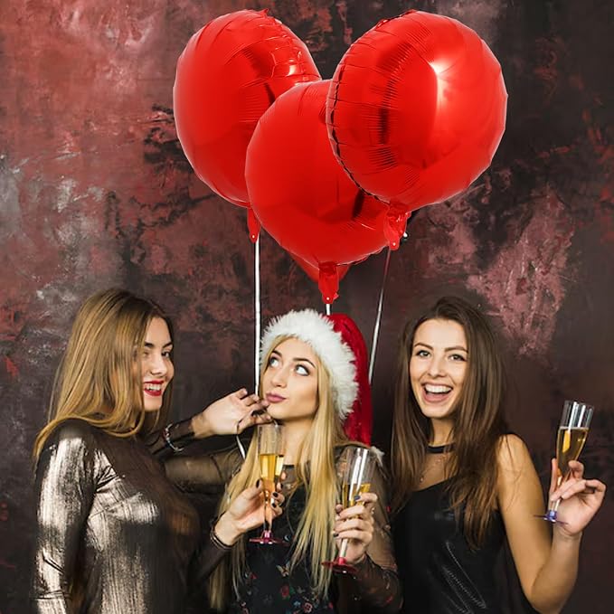 TONIFUL 30Pcs 18 Inch Round Balloons Large Red Round Shape Foil Ballons Big Red - Image 3