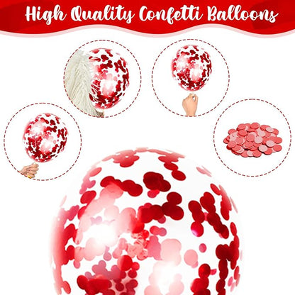 Red White Balloons Set, 35 Pack 12 Inch Red White Confetti Latex Party Helium - Image 3