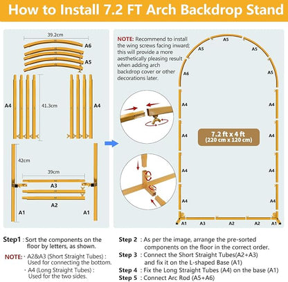 7.2 FT Wedding Arch Backdrop Stand - Image 6