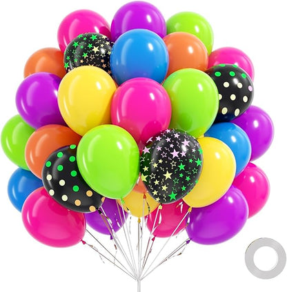 60pcs Neon Balloons 12inch by BAUANOOY