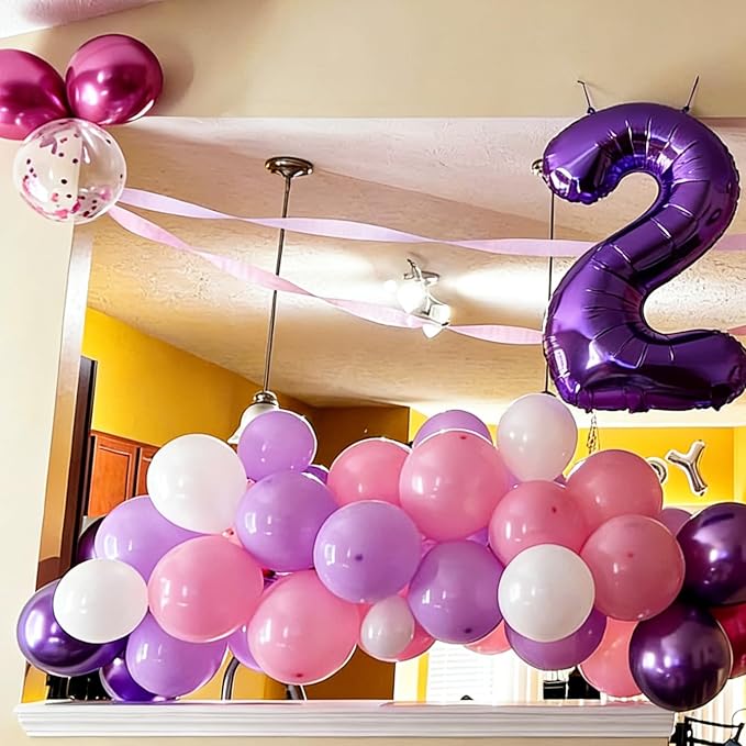 Pink and Purple Confetti Balloons 50 Pcs 12 Inch | Rainbow Unicorn Princess - Image 4