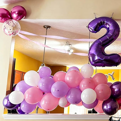 Pink and Purple Confetti Balloons 50 Pcs 12 Inch | Rainbow Unicorn Princess - Image 4