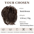 SARLA Messy Hair Bun Hair Pieces Curly Synthetic Updo Fake Scrunchies Ponytail Extension for Women Dark Brown 1PCS