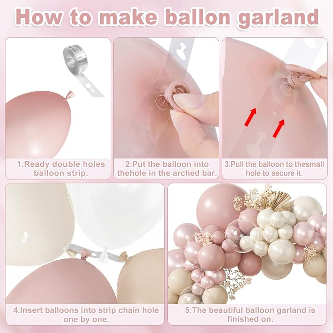 Amandir 173 Pcs Pearl White Pink Balloon Arch Garland Kit | Double Stuffed - Image 5