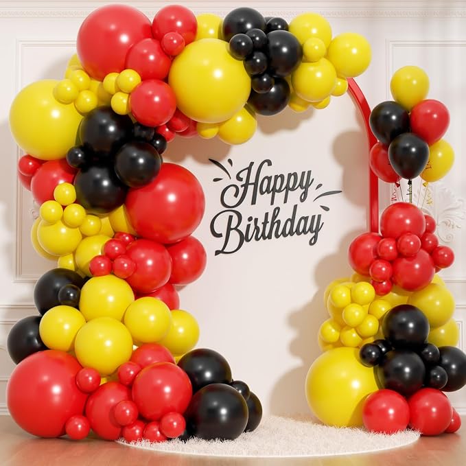 166Pcs Red Yellow Black Balloon Garland Arch Kit by Unknown