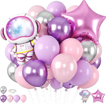 Pink Space Balloons, Astronaut Star Foil Balloons, 12 Inch Metallic Purple by BIAPIAN