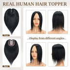 Rich Choices Hair Toppers for Women Real Human Hair 100% Human Remy Toppers NO Bangs for Women with Thinning on Top Clip in Hairpiece 4"x4.7"Lace Base 14 Inch #1 Jet Black