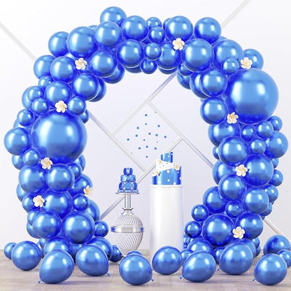 Voircoloria 90pcs Metcllic Blue Balloons Garland Arch Kit, 18 12 10 5 Inch | by Voircoloria