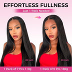 Lashey Seamless Clip in Hair Extensions Human Hair Extensions, 170g 9pcs Straight Natural Black Fuller Real Human Hair Clip in Extensions 18 Inch