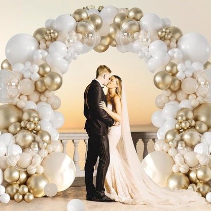 White and Gold Balloon Garland Arch Kit 132Pcs Metallic gold Ivory white Cream - Image 2