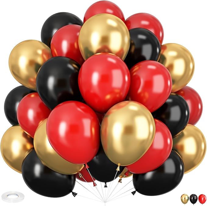 HILAVO Red Black and Gold Balloons by HILAVO