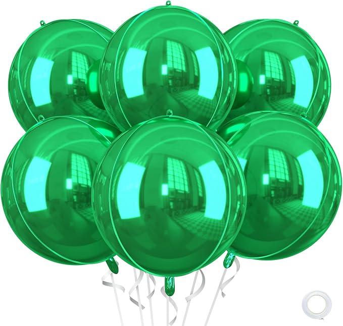 Green Foil Balloons 22 Inch, Giant 4D Round Ball Balloons, Metallic Green by Saxuxu
