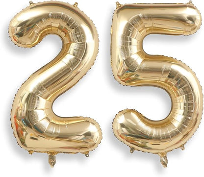 AULE 40 Inch Light Gold 25 Balloon Number Foil 0-9 Birthday Big Numbers | by AULE