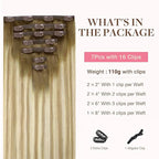 GOO GOO Clip in Hair Extensions Real Human Hair, Remy Human Hair Extensions Clip ins for Women, Natural Human Hair, 16inch 110g 7Pcs, 5A/90/16F Bahamian Balayage