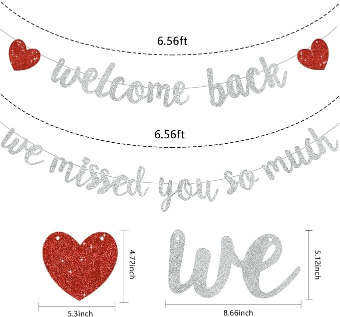 Glitter Silver Welcome Back We Missed You So Much Banner NO DIY | Pre-Strung - Image 3