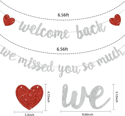 Glitter Silver Welcome Back We Missed You So Much Banner NO DIY | Pre-Strung - Image 3