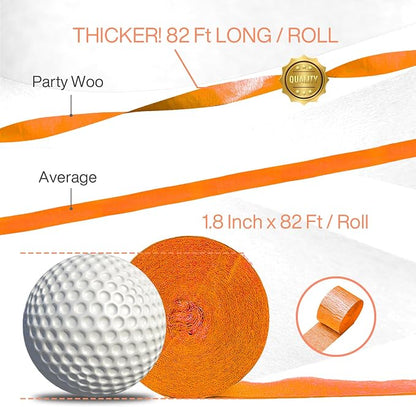 PartyWoo Orange Crepe Paper Streamers 6pcs 492 FT Orange Streamers | - Image 3