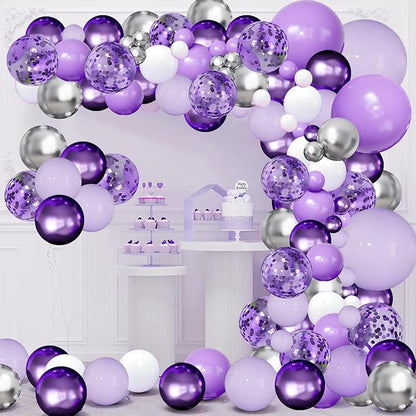 Purple Balloons Garland Arch Kit, Party | Lavender Pastel Purple Metallic by Zesliwy