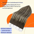 Full Shine Tape in Extensions Color 2 Fading to 60 Blonde Highlight 2 Darkest Brown Balayage 12 Inch Invisible Short Hair Extensions Tape in 30G Tape Ins Human Hair Extensions 20Pcs for Party