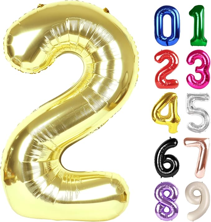 2 Balloon - Champagne Gold Birthday Number Balloons, 40 Inch Decorations | by ALPHADELTAPI