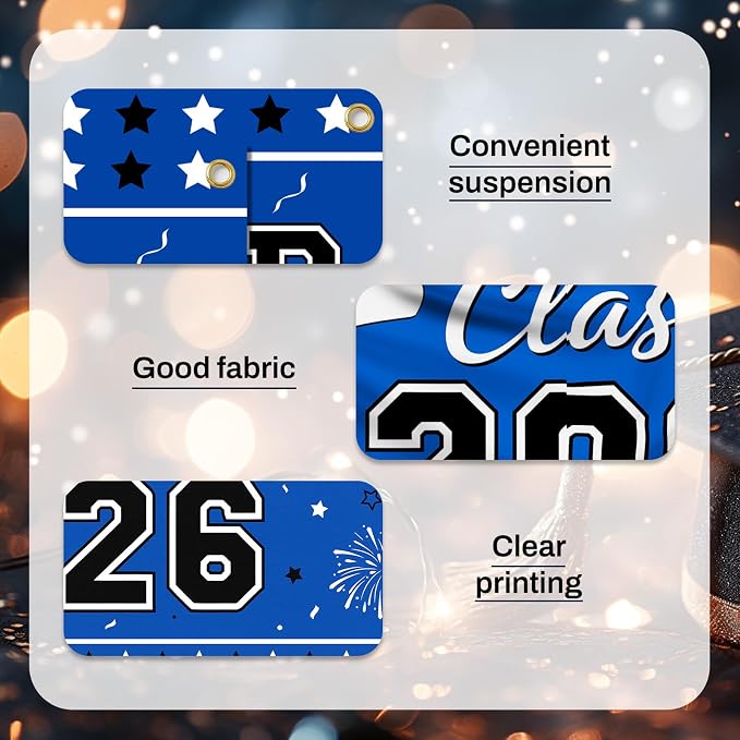 Blue Graduation Banner Class of 2026-72" x 44" Congrats Grad Backdrop - Image 2