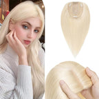 Rich Choices Hair Toppers for Women Real Human Hair 100% Human Remy Toppers NO Bangs for Women with Thinning on Top Clip in Hairpiece 4"x4.7"Lace Base 14 Inch #60 Platinum Blonde