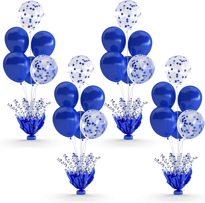 4 Set Royal Blue Table Balloons Foil Spray Centerpiece by Suppromo