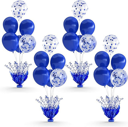 4 Set Royal Blue Table Balloons Foil Spray Centerpiece by Suppromo