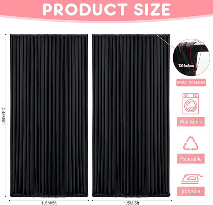Asee'm Black Backdrop Curtains Drapes - Image 2