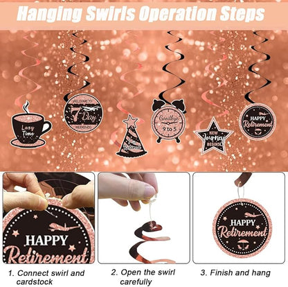 Happy Retirement Party Decorations Men Women, Rose Gold Retirement Party - Image 5