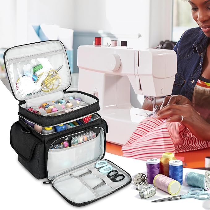 LEFOR·Z Small Sewing Supplies Organizer Bag, Sewing Box | Double-Layer Sewing - Image 7