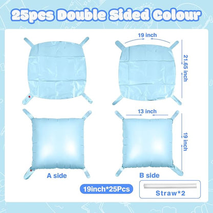 NISOCY 25PCS Pastel Blue Square Foil Balloons Wall Backdrop | Double Sided - Image 2