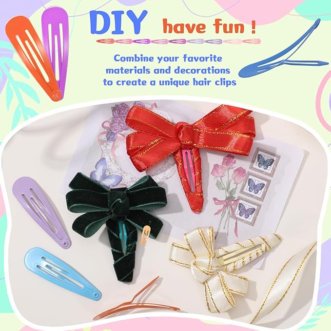 obeoby 120 Pcs 40 Colors Metal Snap Hair Clips, 2 Inch Hair Barrettes Hair Accessories for Girls Toddlers Women Birthday Valentines Day Gifts