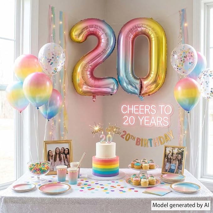 Rainbow Ombre Number 0 Balloon 40 Inch, Pastel Foil - Image 3
