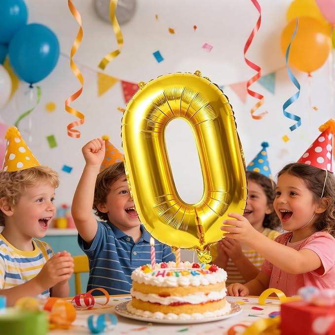 40 Inch Number 0 Balloons for Birthday Party Decorations, 0-100 Gold Large No.0 - Image 2