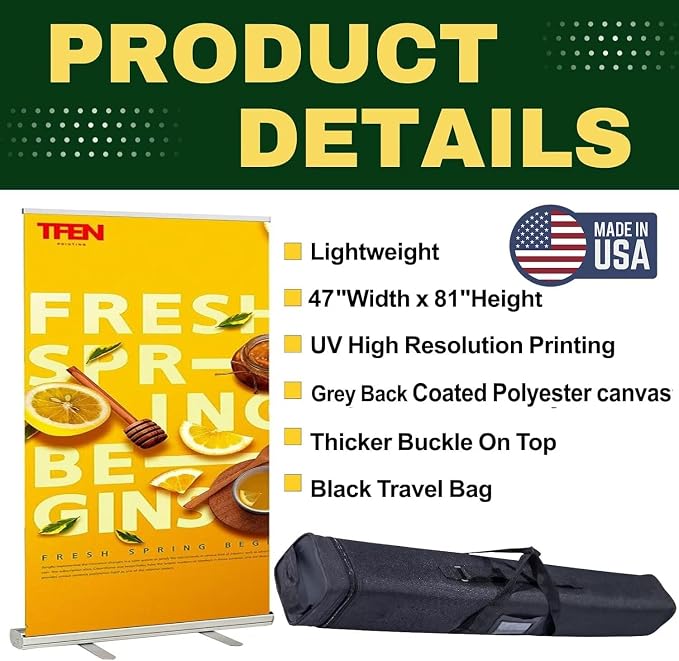 TFEN-Made in USA-Custom Pop up Banner Aluminum Retractable Banner 47"x81" - Image 4