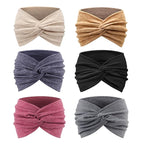 DRESHOW 6 Pack Extra Wide Headbands for Women Large Turban Headband Boho Head Wrap Elastic Hairbands Hair Twisted Knot Hair Accessories