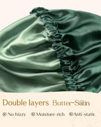 YANIBEST Adjustable Satin Bonnet Double Layer Hair Bonnet for Sleeping Bonnets for Women Hats Curly Natural Hair, Sage