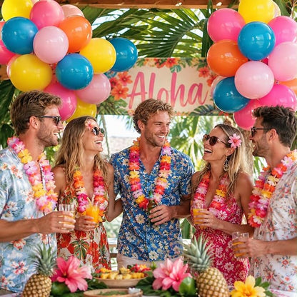 Tropical Balloons, 12 Inch Summer Hawaiian Balloons, Hot Pink Orange Teal Pink - Image 4