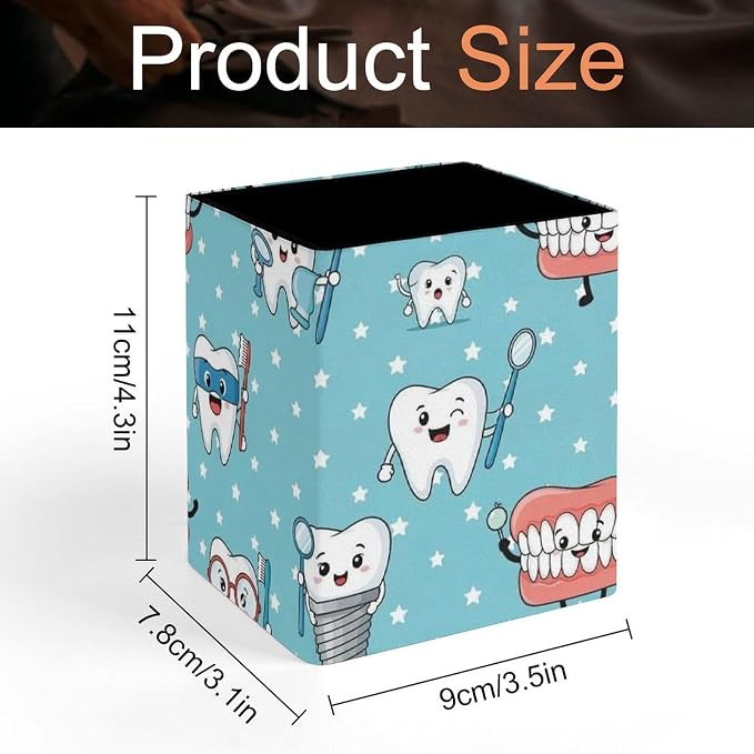 Pen Holder for Desk, Pencil Leather Container Desk Decorative Storage Cute - Image 2