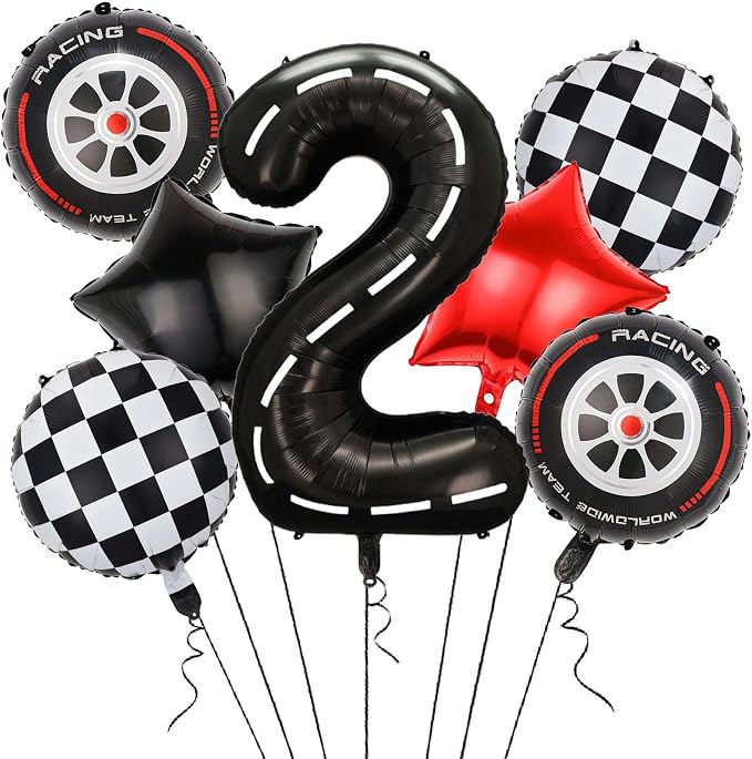 Race Car Balloons, 40 Inch Racetrack Number 2 Balloon, Big Number Balloons Black by Yexnum