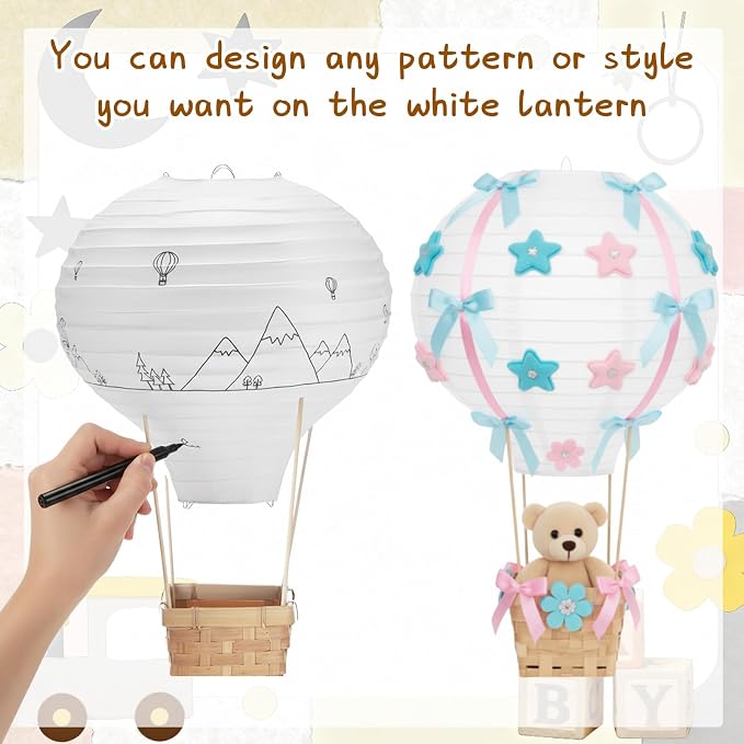 Meooeck 8 Sets Hot Air Balloon Tables Centerpieces, 11.8'' Paper Lantern Party - Image 5