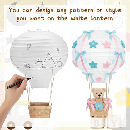 Meooeck 8 Sets Hot Air Balloon Tables Centerpieces, 11.8'' Paper Lantern Party - Image 5