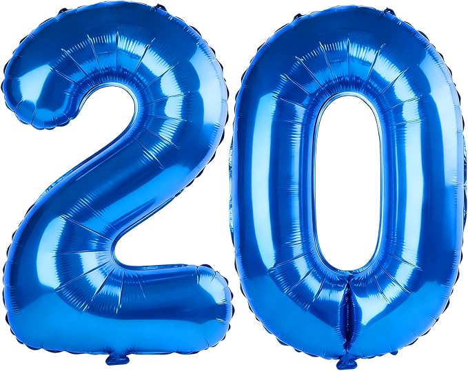 40 Inch Number 20 Balloons for 20th Birthday Party Decorations, 0-100 Dark Blue by FOBELEC