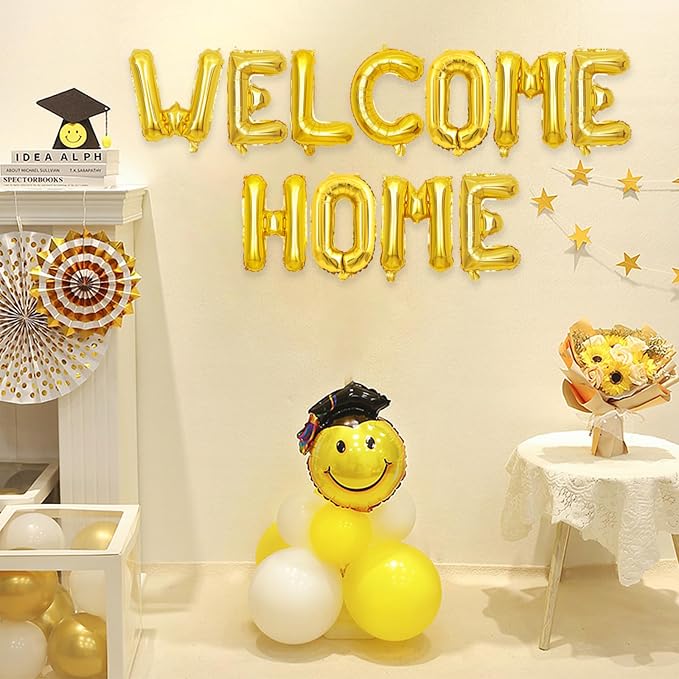 2 Set 22Pcs Gold WELCOME HOME Letter Balloons 16in Balloon Foil Letter - Image 3